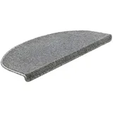 [en.casa] Stufenmatte 15er Set Halbrund 65 x 24 cm Treppenmatte Treppenschoner Treppenschutz Selbstklebend Hellgrau