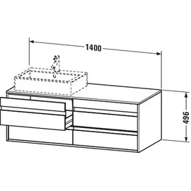Duravit Ketho 140x55x49,6cm, f AWT, 4 La, B li, Tau