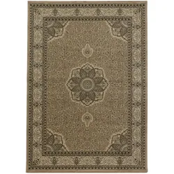 Carpetsale24 Orientteppich Beige 200x290 cm – Kurzflor Teppich im klassischen Vintage Look für Wohnzimmer, Esszimmer, großer Raum