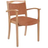 einrichtungsdesign24 Armlehnstuhl 4-Fuß Hüftstuhl Alexander Blieskastel Seniorenstuhl Pflegestuhl, Gestell aus Massivholz rosa