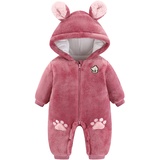 Dwevkeful Baby Junge Mädchen Fleece Winter Overalls Säugling Strampler Fleece Schneeanzug mit Motiv Kleinkind Baby Winter dicken Overall mit Kapuze Neugeborenenenen Strampler Warm Outfits Outwear