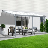 Aileenstore Terrassenüberdachung Aluminium 434 cm als Bausatz Sichtschienen und Hohlkammerplatten Weiß