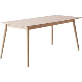 Hammel Furniture Esstisch HAMMEL FURNITURE "Meza Designtisch mit Auszugsfunktion und 2 Einlegeplatten", beige (naturfarben, naturfarben), B:165cm H:73,5cm T:90cm, Tischplatte: Weiß pigmentiertes, matt lackiertes Eichenfurnier (MDF-Kante natur), Gestell: Weiß pigmentiertes