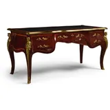 Casa Padrino Luxus Barock Schreibtisch mit 5 Schubladen Dunkelbraun / Schwarz / Gold - Prunkvoller handgefertigter Massivholz Bürotisch - Barock Büromöbel - Luxus Qualität - Made in Italy