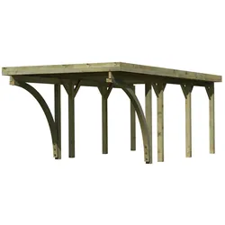 Karibu Carport Einzelcarport Classic Einzel 2 PVC Dach, 2 Rundbögen (Holzcarport)