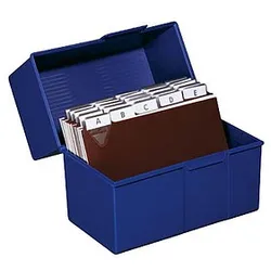 HAN A7 Karteikasten DIN A7 für 300 Karteikarten blau mit Deckel