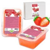 Kosmetex Paraffinbad Strawberry Erdbeere – Paraffin-Wärmebad für Hände + Füße – Paraffinwachs – Paraffin-Block für Wachserwärmer – Wachsbad (2x 500ml)