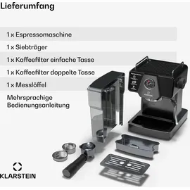 Klarstein Libeica Espressomaschine 19 bar schwarz + Mahlwerk