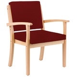 einrichtungsdesign24 Stuhl für Schwergewichtige mit Armlehnen bis 250kg, Massivholz, extra starke Beine, geneigte Sitzfläche, geneigte Rückenlehne rot