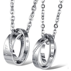 Kim Johanson Schmuckset Ring Silber, mit Zirkonia, Partnerketten: 2 Ketten mit Anhänger silberfarben