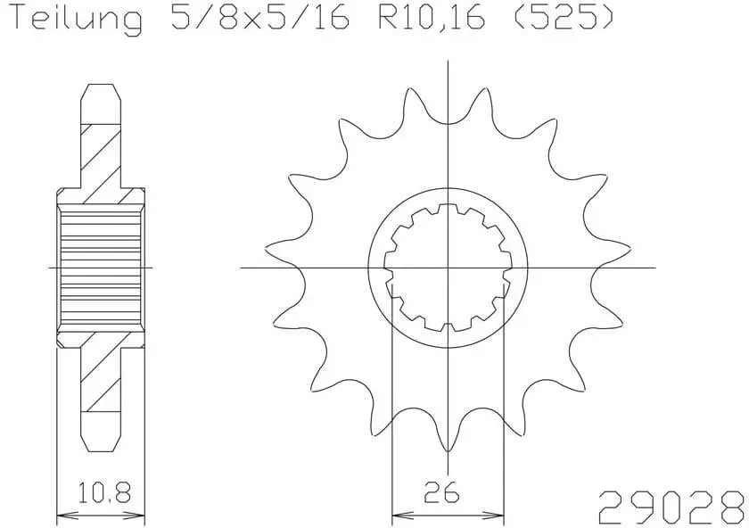 ESJOT Kettingpinion, 16 tanden