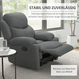 Homcom Relaxsessel Fernsehsessel mit Liegefunktion Polyester 88 x 102 x 93 cm Grau mit Kissen