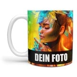 Keramik-Tasse selbst Gestalten/Personalisierbar mit eigenem Foto oder Text bedrucken | Fototasse | Motivtasse | Geschenkidee Weiss