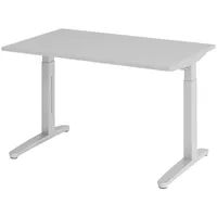 Bümö Schreibtisch Grau, Silber, Nachbildung, Rechteckig, 120x74x80 cm, FSC