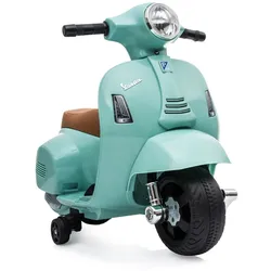 Moni Kinder Elektromotorrad Vespa GTS Super Sport, Roller, Frontleuchten, Hupe grün