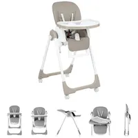 Kikkaboo Hochstuhl Kinderhochstuhl Spicy faltbar, Tisch abnehmbar, verstellbar, 4 Räder beige