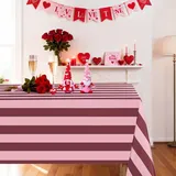 Rot Rosa Gestreifte Tischdecke 140x300cm Rechteckige Tischdecke für Party