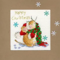 Bothy Threads Grußkarte Kreuzstich-Set Schneeflocken zählen, 10x10cm, XMAS18, Zählmuster