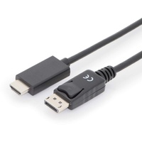Digitus Displayport Adapterkabel, DP - HDMI Typ A St/St, 1.0m, w/lock, DP 1.2_HDMI2.0, 4K/60Hz,CE,sw