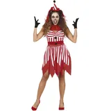 FIESTAS GUIRCA Lollipop Clown - Rot-weiß gestreiftes Kleid und Minihut Kostüm Erwachsene Damen Größe L 40-42