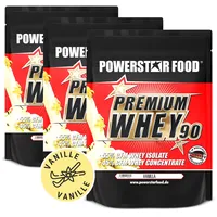 Powerstar PREMIUM WHEY 90 | 90% Protein i.Tr. | Whey-Protein-Pulver 3 x 850 g | Made in Germany | 60% CFM Whey Isolat & 40% CFM Konzentrat | Eiweiß-Pulver zum Muskelaufbau | Low Carb | Vanilla