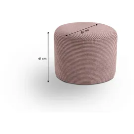 MID.YOU Hocker Kolo Cord 51 x 41 x 51 cm Altrosa