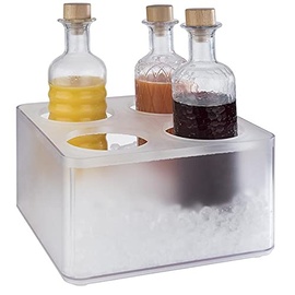 APS Kühlbox "FROSTY" - Transparente Eisbox mit herausnehmbarem Einsatz für 4 Flaschen - Abmessungen: 27 x 27 cm, Höhe: 15 cm, Volumen: 7,5 l