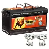Banner Campingartikel Vliesbatterie AGM Running Bull 80AH 12V Batterie inkl. Polklemmen Auto Boot Wohnmobil