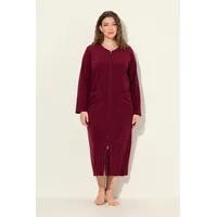 Ulla Popken Bademantel Frottee 2-Wege-Reissverschluss Langarm rot 52