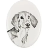 Harrier - Gedenktafel mit einem Foto eines Hundes, Grabplatte mit Druck, personalisierte ovale Platte der Marke Art-Dog