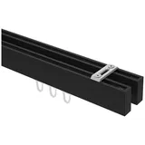 Interdeco GARDINENSTANGE INNENLAUF Smartline Paxo 280 cm (geteilt in 2 x 140 cm), 2-läufig, 14x35 mm Schwarz