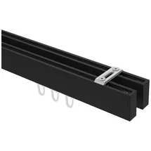 Interdeco GARDINENSTANGE INNENLAUF Smartline Paxo 280 cm (geteilt in 2 x 140 cm), 2-läufig, 14x35 mm Schwarz