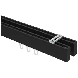 Interdeco GARDINENSTANGE INNENLAUF Smartline Paxo 280 cm (geteilt in 2 x 140 cm), 2-läufig, 14x35 mm Schwarz