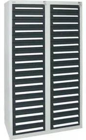 Stumpf Schubladenschrank Serie T-100/35-1, RAL 7035/7016, 34 Schubladen