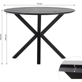 Homestyle4u Essgruppe mit 4 Stühlen 5 tlg Esstisch rund 110 cm Set Sitzgruppe Küchentisch Esszimmer Esszimmergruppe - Grau