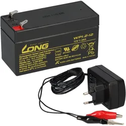 AGM BLEI AKKU BATTERIE 12V 1,2Ah + LADEGERÄT