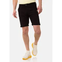 Cipo & Baxx "Shorts", Herren, Gr. 29, Normalgrößen, schwarz, 97% Baumwolle, 3% Elasthan, unifarben, regular fit knielang, Hosen Stoffhose, im unifarbenen Look