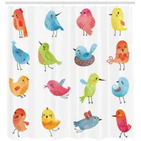 ABAKUHAUS Duschvorhang Vögel 175 x 180 cm blau, orange