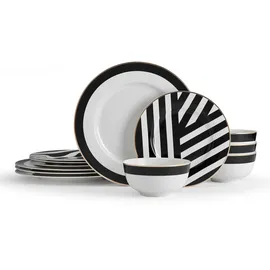 Mikasa Luxe Deco Tafelservice 12-tlg. geometrischer Druck