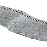 2m 13cm Breite Quaste Fransenborte Fransenband, Seidig Fransen Fransenbordüre, Dekoband Fransen-Borten Bänder, Fransenbesatz Zierband Dekoborte für DIY Basteln Kostüme Vorhänge Nähzubehör,Silbergrau