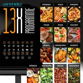 Arendo Heißluftfritteuse XXL 11L schwarz