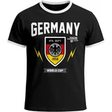 Herren WM-Shirt 2026 Deutschland Flagge Wappen Germany Retro Trikot-Look Schwarz-Weiss 3XL - 3XL