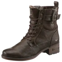 Mustang Schnürstiefelette Stiefelette, Herbstschuh mit Zierriemchen am Schaft Gr. 40, dunkelbraun, , 69566544-40