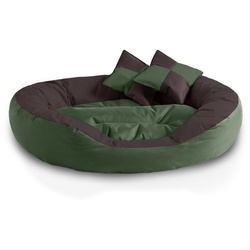 BedDog Tierbett Hundebett SABA 4in1 mit Rand braun|grün 70 cm x 85 cm