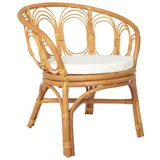 furnicato Esszimmerstuhl mit Auflage Hellbraun Natur Rattan Leinenbezug (1 St) braun