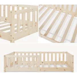 [en.casa] Kinderbett Tanna 80 x 160 cm Kiefer massiv natur beige