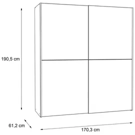 Forte Schwebetürenschrank Dederik 170,3 x 190,5 x 61,2 cm Braun