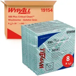 WypAll® X80 Plus Wischtücher, 1-lagig, 34,5 x 33,5 cm 19154 , 1 Karton = 8 Beutel à  30 Tücher = 240 Tücher, grün