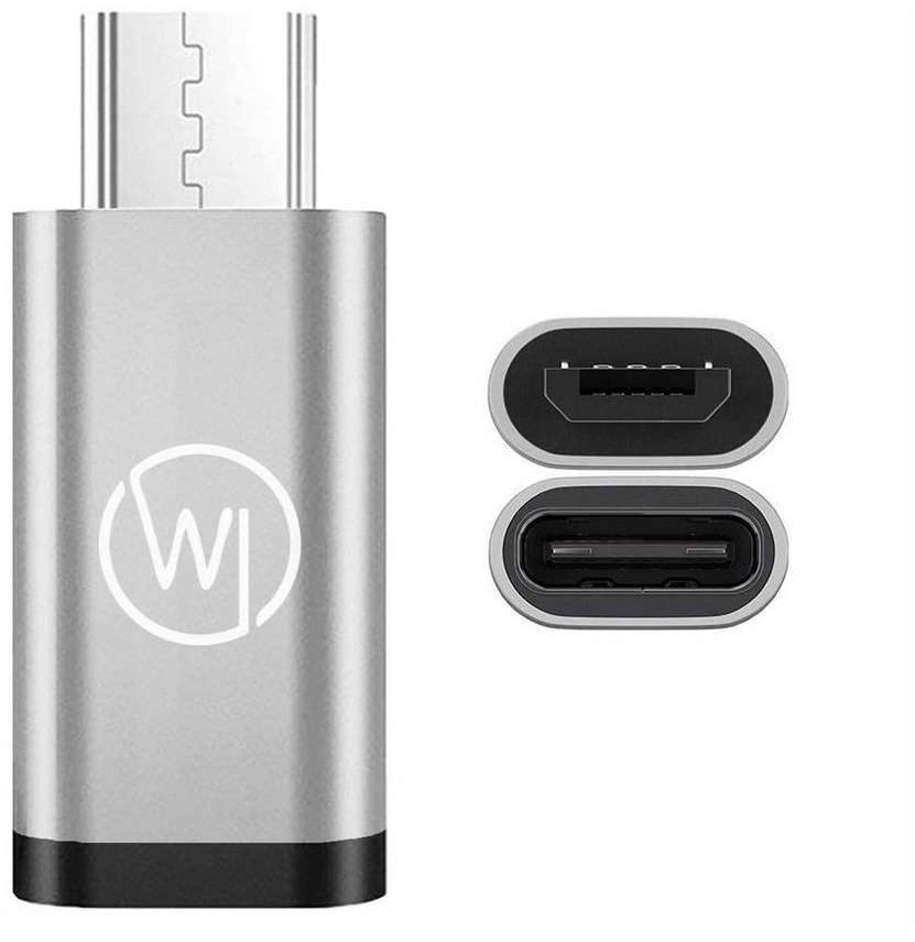 Wicked Chili MicroUSB auf USB C Adapter für Huawei EnVizion 360 USB-Adapter MicroUSB zu USB-C, Für OTG-fähige Smartphones / Tablets mit microUSB Anschluss schwarz|silberfarben