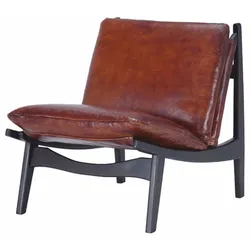 Casa Padrino Luxus Echtleder Sessel Braun / Anthrazit - Echtleder Möbel